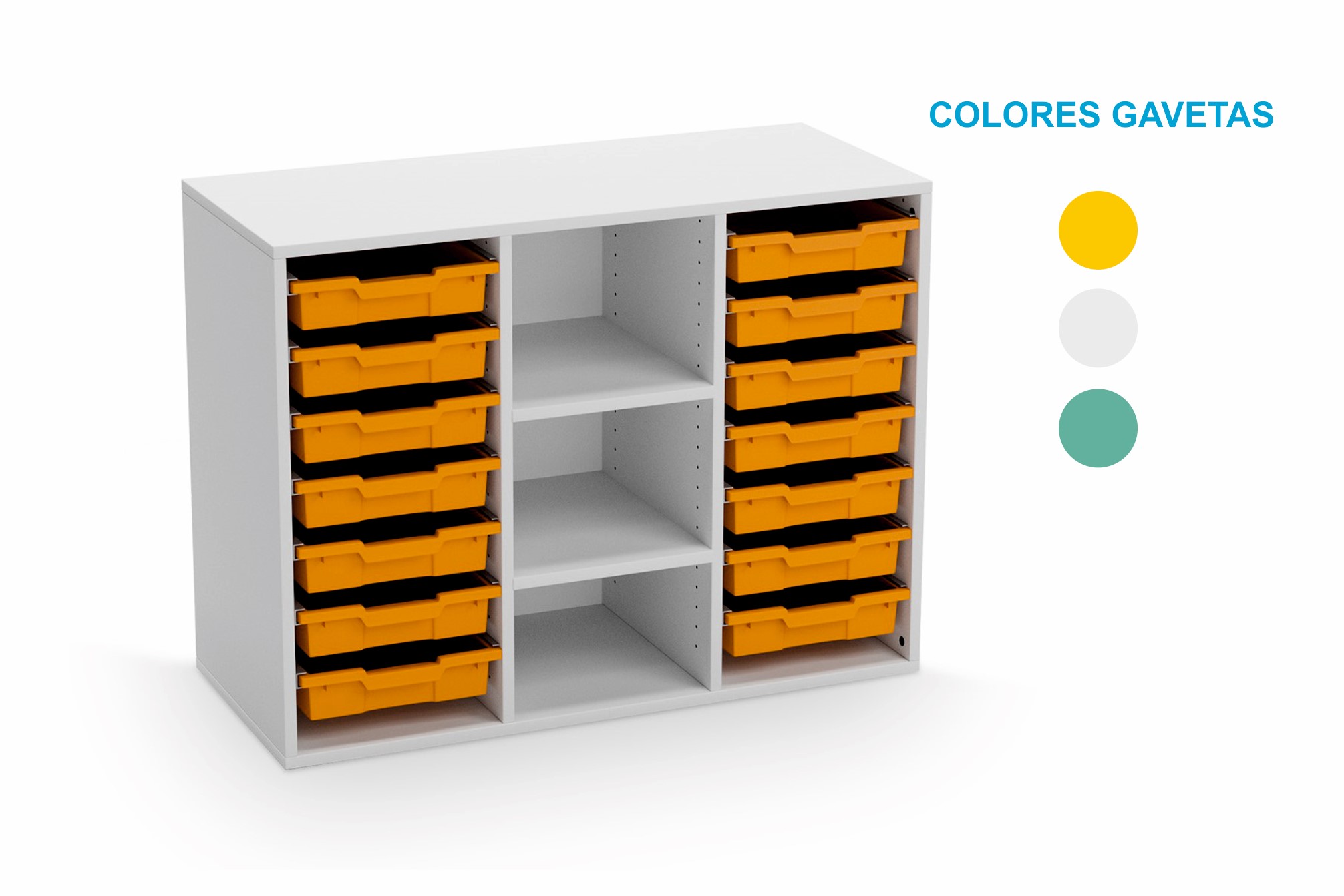 ARMARIO LUCY ARMARIO BAJO CON 3 COLUMNAS Y ***14 GAVETAS CUBETAS PEQUEÑAS*** 1039X814X450MM REF: 632-502