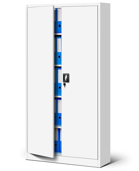 ARMARIO METALICO CON CERRADURA DE 186X90X40CM COLOR BLANCO CON 4 ESTANTES Y CERRADURA