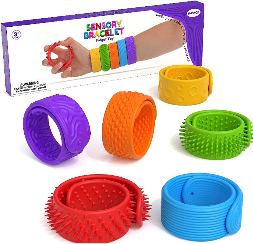 BRAZALETE PULSERA SENSORIAL ***PACK 6 UNIDADES*** DIFERENTES TEXTURA SILICONA