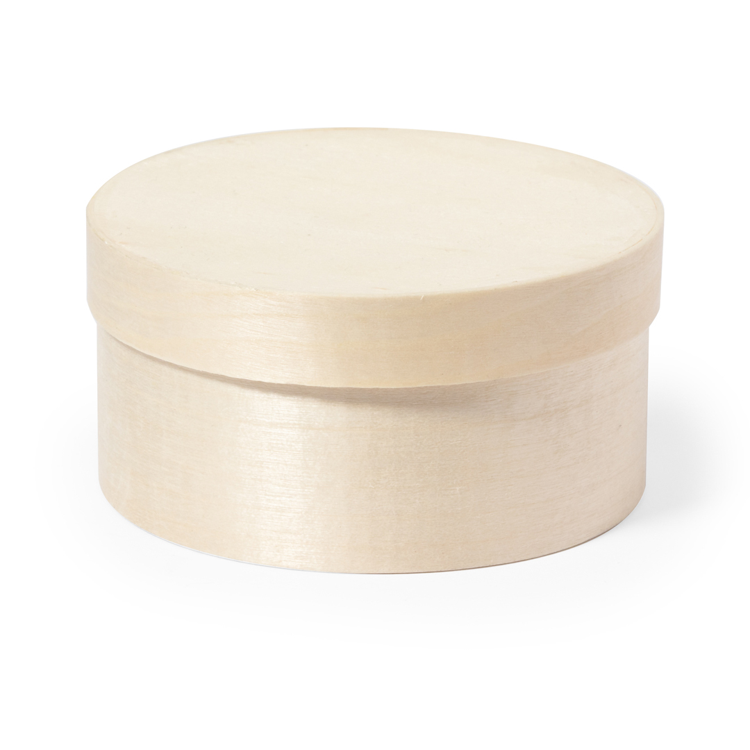 CAJA DE MANERA NATURAL REDONDA CON TAPA A JUEGO DE 4.3CM ALTO X 8.5CM DIAMETRO