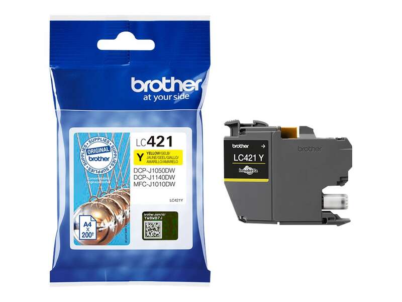 CARCTUCHO ORIGINAL Brother LC421 Amarillo Cartucho de Tinta Original - LC421Y