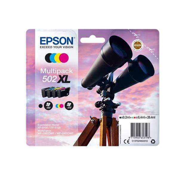 CARTUCHO COMPATIBLE Epson 502XL Pack de 4 Cartuchos de Tinta Originales - C13T02W64010