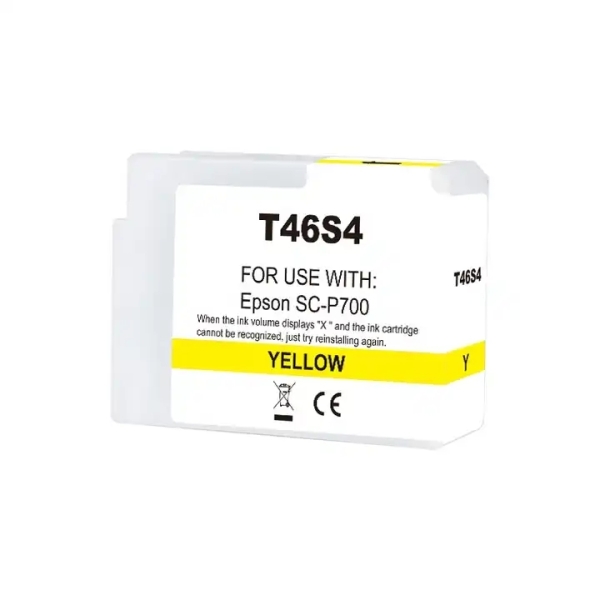CARTUCHO COMPATIBLE Epson T46S4 Amarillo Cartucho de Tinta Pigmentada Generico - Reemplaza C13T46S400