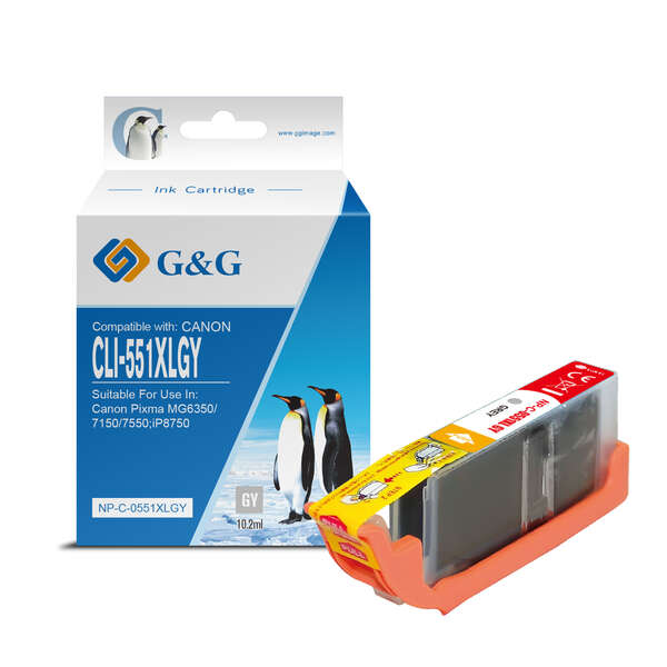 CARTUCHO COMPATIBLE G&G Canon CLI551XL Gris Cartucho de Tinta Generico - Reemplaza 6447B001/6512B001