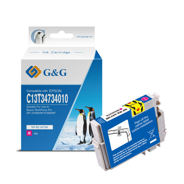 CARTUCHO COMPATIBLE G&G Epson T3473/T3463 (34XL) Magenta Cartucho de Tinta Pigmentada Generico - Reemplaza C13T34734010/C13T34634010