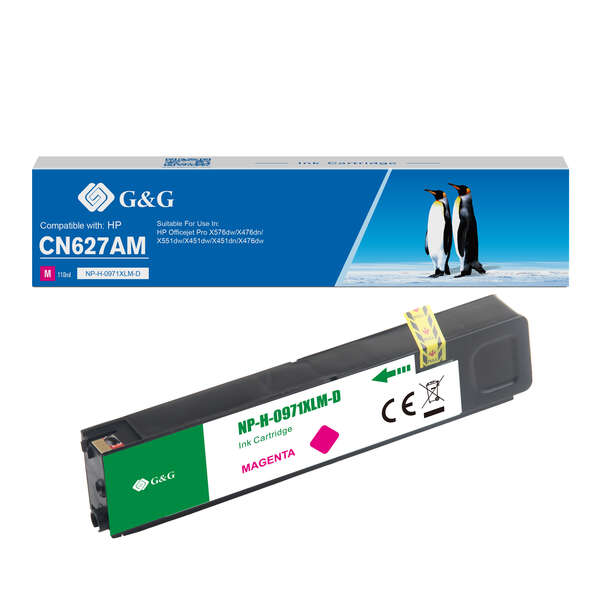 CARTUCHO COMPATIBLE G&G HP 971XL Magenta Cartucho de Tinta Pigmentada Generico - Reemplaza CN627AE/CN623AE