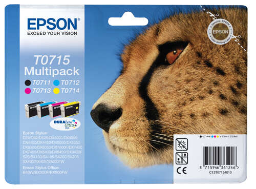 CARTUCHO ORIGINAL  Epson T0715 Pack de 4 Cartuchos de Tinta Originales - C13T07154012
