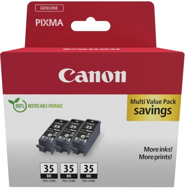 CARTUCHO ORIGINAL Canon PGI-35BK Multipack de 3 Cartuchos de Tinta Originales Negro - 1509B028
