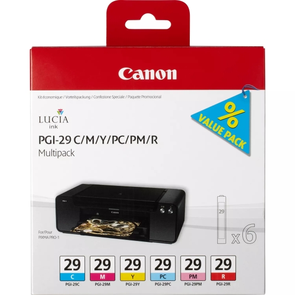 CARTUCHO ORIGINAL Canon PGI29 Pack de 6 Cartuchos de Tinta Originales - 4873B005