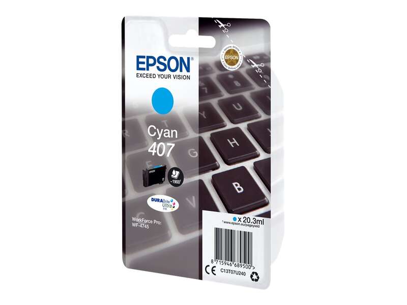 CARTUCHO ORIGINAL Epson 407 Cyan Cartucho de Tinta Original - C13T07U240
