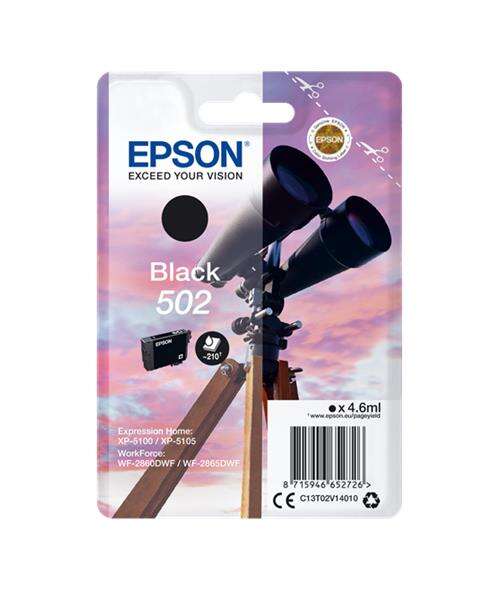 CARTUCHO ORIGINAL Epson 502 Negro Cartucho de Tinta Original - C13T02V14010