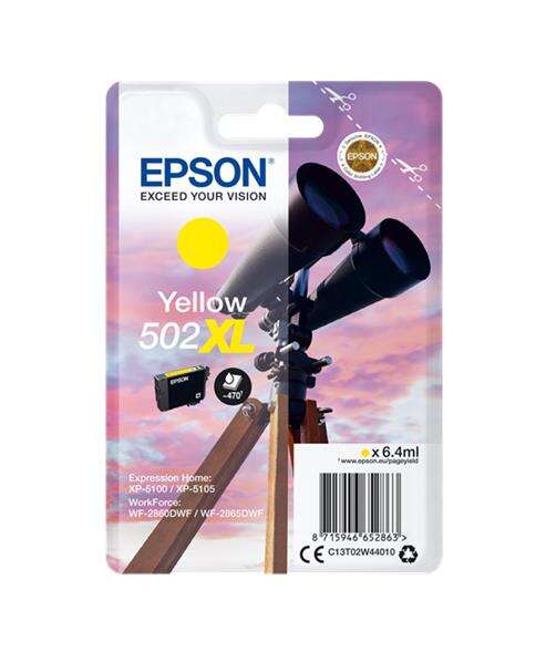 CARTUCHO ORIGINAL Epson 502XL Amarillo Cartucho de Tinta Original - C13T02W44010