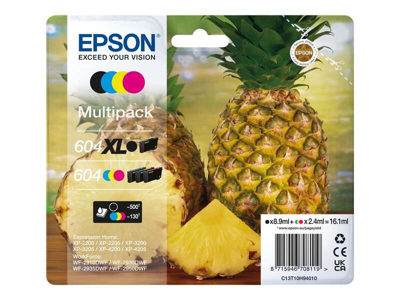 CARTUCHO ORIGINAL Epson 604XL/604 Pack de 4 Cartuchos de Tinta Originales - C13T10H94010