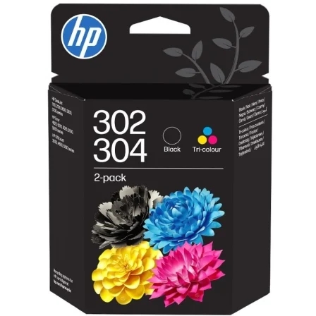 CARTUCHO ORIGINAL HP 302/304 Negro + Color Pack de 2 Cartuchos de Tinta Originales - B82L1AE/X4D37AE/3JB05AE