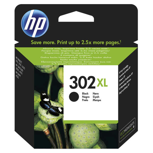 CARTUCHO ORIGINAL HP 302XL Negro Cartucho de Tinta Original - F6U68AE