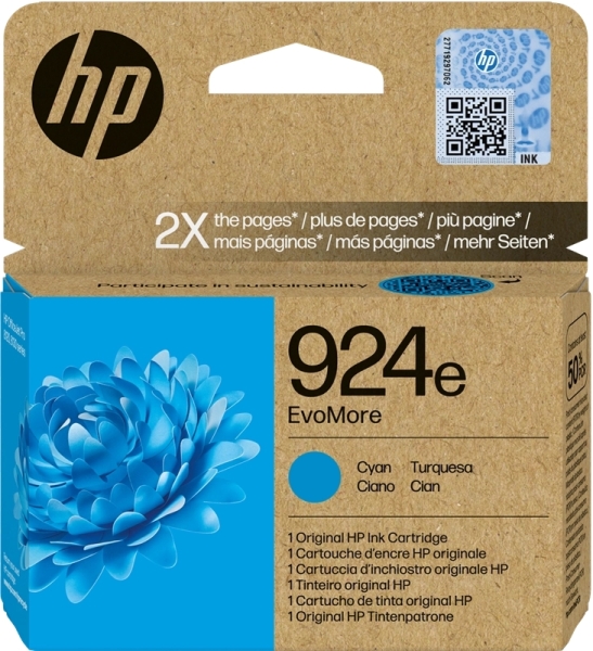 CARTUCHO ORIGINAL HP 924e XL Cyan Cartucho de Tinta Original - 4K0U7NE
