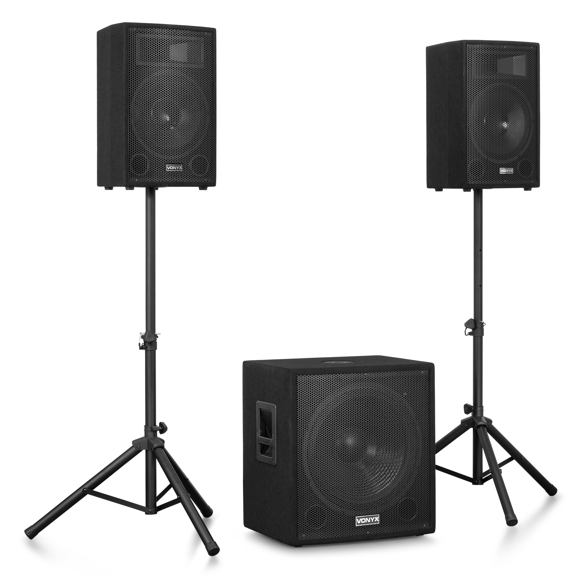 CONJUNTO ALTAVOCES ACTIVOS 2.1 DE 1200W SUBWOOFER DE 18" Y DOS ALTAVOCES SATELITE DE 12" /BLUETOOTH/USB/SD/ CABLES Y SOPORTES INCLUIDOS