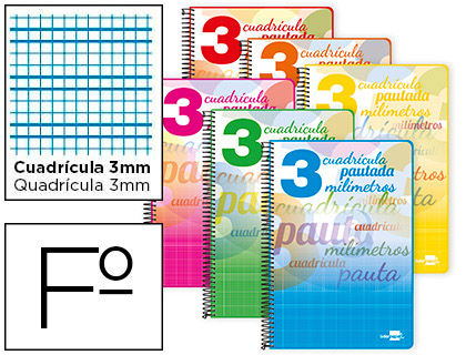 CUADERNO FOLIO ***PAUTA GUIA DE 3MM*** LIDERPAPEL 80 HOJAS REF: 51697