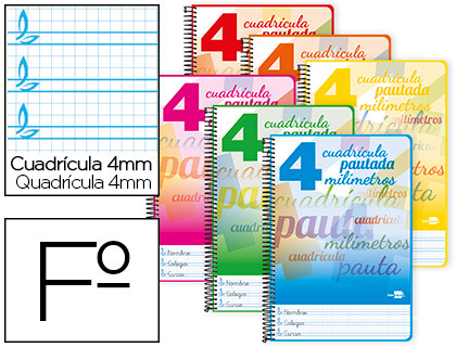 CUADERNO FOLIO ***PAUTA GUIA DE 4MM*** LIDERPAPEL REF:51698