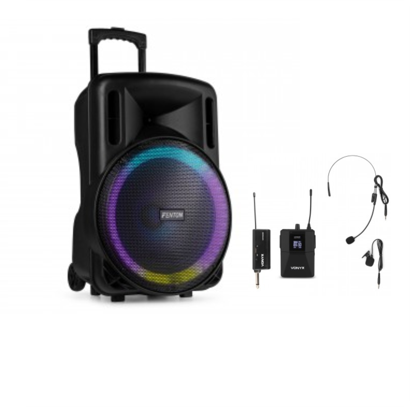 EQUIPO SONIDO PORTATIL BAFLE ACTIVO 15" DE 800W  / PETACA INALAMBRICA Y MICROS UHF 179202 / BATERIA 11.1V 3.6Ah / BLUETOOTH, USB