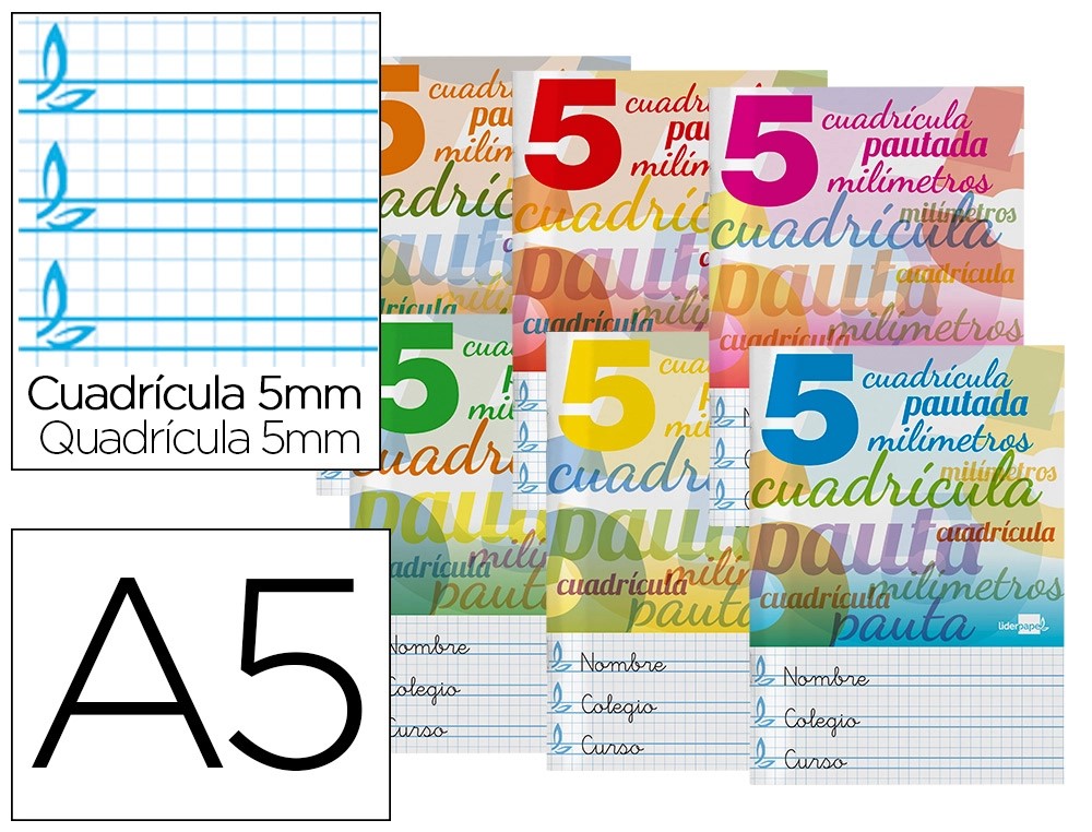 LIBRETA GRAPADA CUARTO CUADRICULA **** PUATA GUIA 5MM *** 32 HOJAS LIDERPAPEL REF. 51709