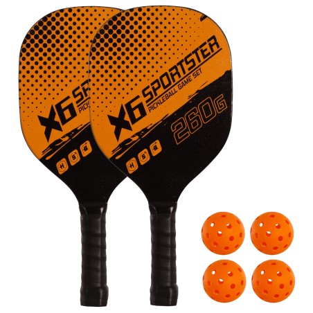 SET 2 PALAS PICKLEBALL MADERA CON 4 PELOTAS