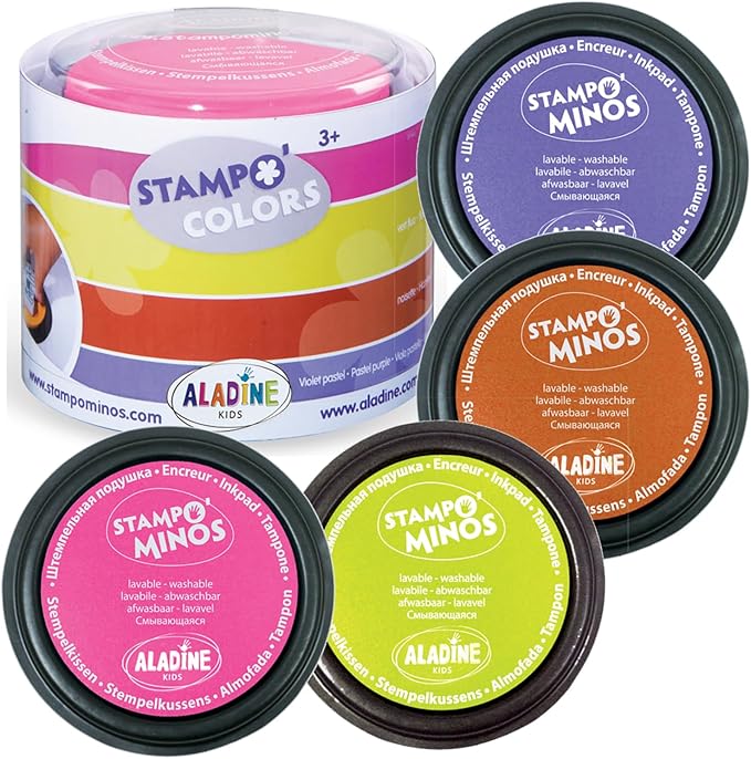 TINTA TAMPONES SET 4 ALMOHADILLAS 100% LAVABLES ALADINE VERDE / ROSA/ MARRON / VIOLETA