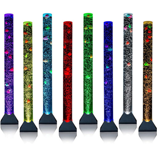 TUBO BURBUJAS SENSORIAL MODELO ECO DE 120CM ALTURA Y DIAMETRO DE 10CM CON LUZ LED Y MANDO A DISTANCIA