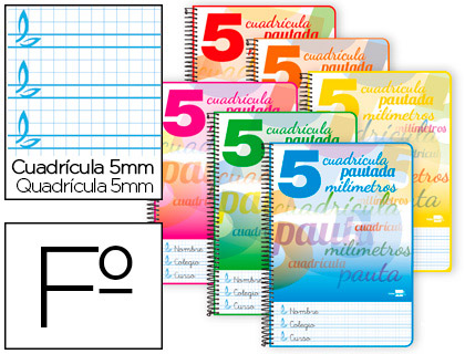 *****descatalogado*****   CUADERNO FOLIO ESPIRAL PAUTAGUIA ***TAPA DURA*** PAUTADO 5MM CON MARGEN LIDERPAPEL REF: 58588